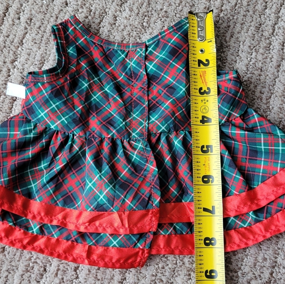 BUILD-A-BEAR RED & GREEN PLAID HOLIDAY DRESS SLEEVELESS BOW RIBBON DETAIL 2022 - Picture 10 of 13